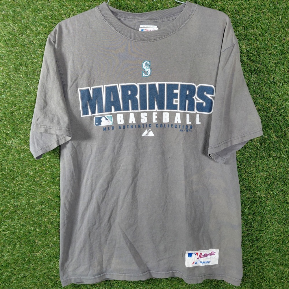 Majestic Seattle Mariners Baseball T Shirt MLB Authentic Gray Mens Small